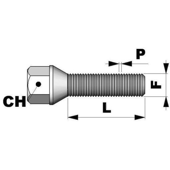 M12 x 1,5 , Lengte 50mm, Kop 19mm